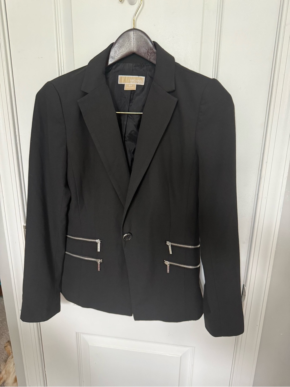 Michael Kors Black Blazer with Silver Zip Accents
